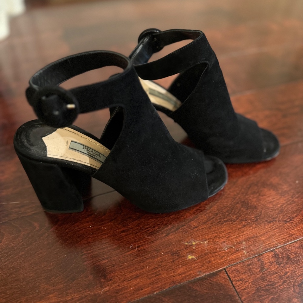 PRADA Peep Toe Suede Slingback Sandals Size 36 (Box NOT included)